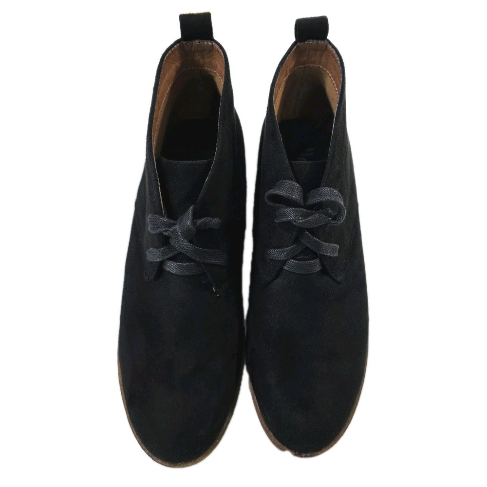 Hey Girl by Corkys Totes Chelsea Black Lace Up Suede Like Booties Shoes Size 8 - Picture 2 of 11